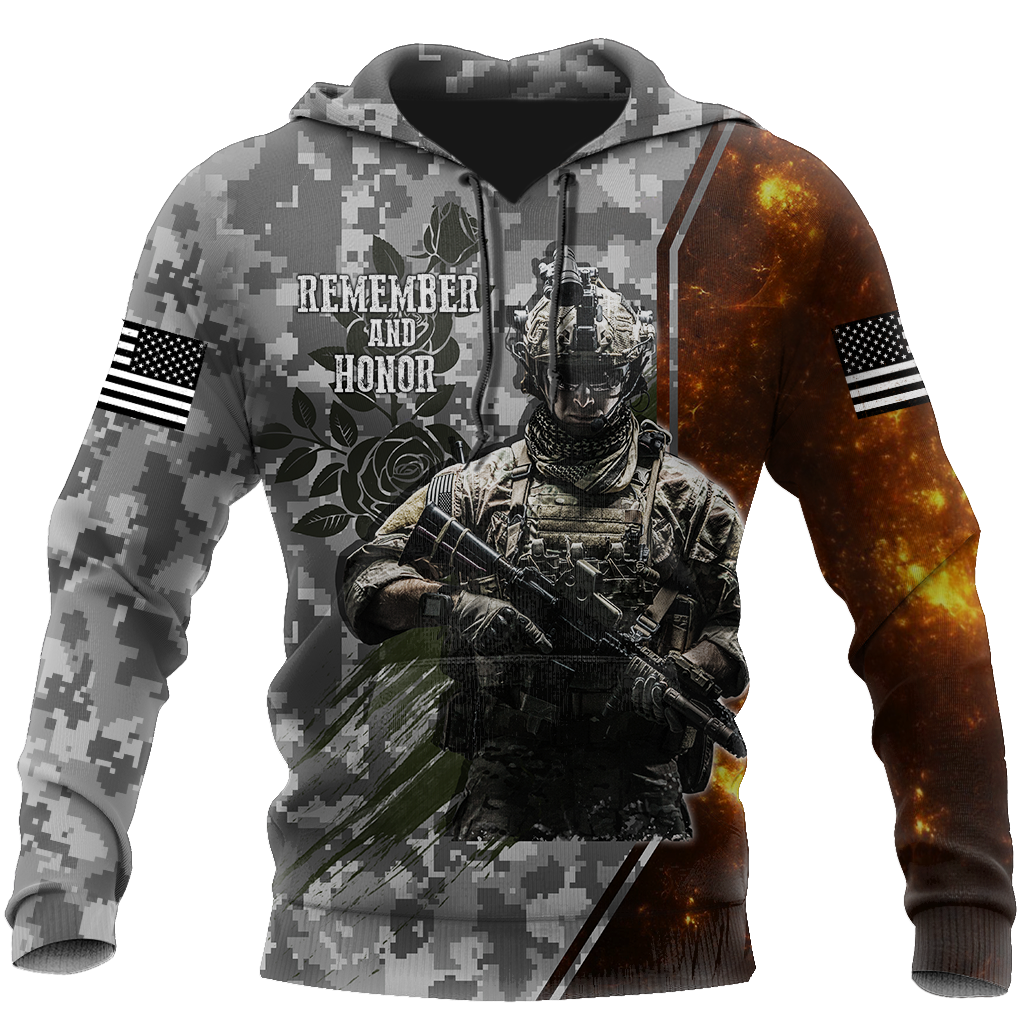 Memorial day Remember and honor the heroes 3D over printed shirts grey TR220403-Apparel-Huyencass-Hoodie-S-Vibe Cosy™