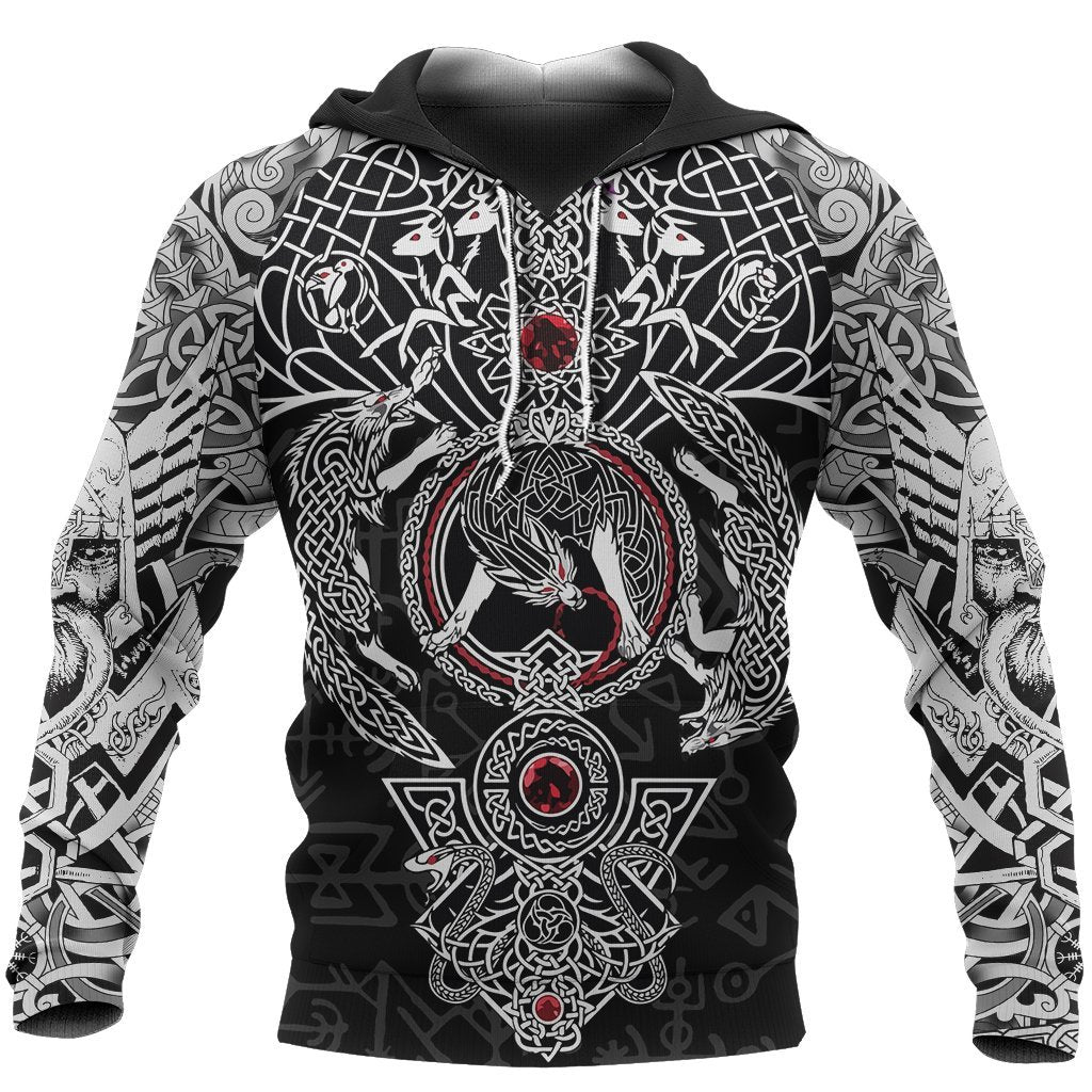 3D Printed Vikings Fenrir Skoll And Hati Valknut-Apparel-HP Arts-Hoodie-S-Vibe Cosy™
