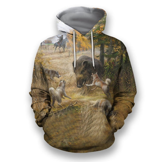 All Over Printed Wild Boar-Apparel-HbArts-Hoodie-S-Vibe Cosy™