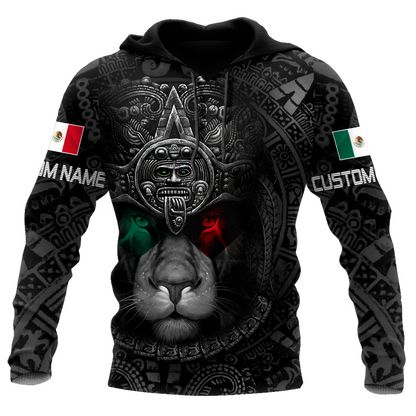 Custom Name Mexican Lion Warrior 3D All Over Printed Shirt for Men and Women