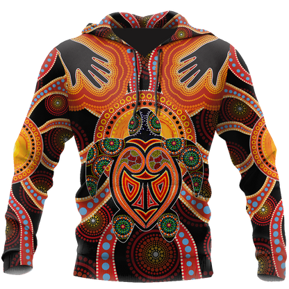 Aboriginal Turtle Touch the Sun Bedding Set, Australia Indigenous Painting Art shirts for men and women-Apparel-Huyencass-Hoodie-S-Vibe Cosy™
