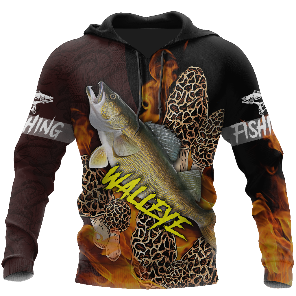Walleye Fishing with morels mushrooms 3D all over printing shirts for men and women TR250201 - Amaze Style™-Apparel