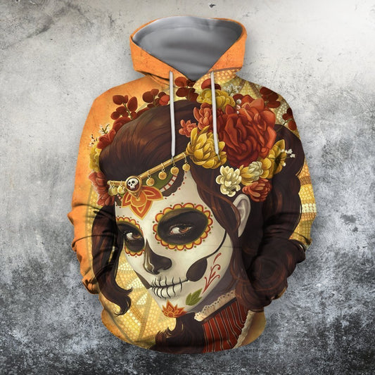 3D All Over Sugar Beautiful Skull Hoodie-Apparel-Phaethon-Hoodie-S-Vibe Cosy™