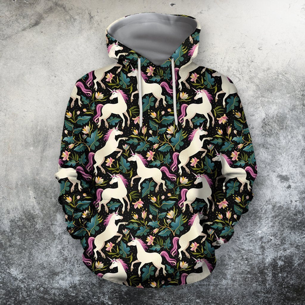 3D All Over Unicorn And Flower Hoodie-Apparel-Phaethon-Hoodie-S-Vibe Cosy™
