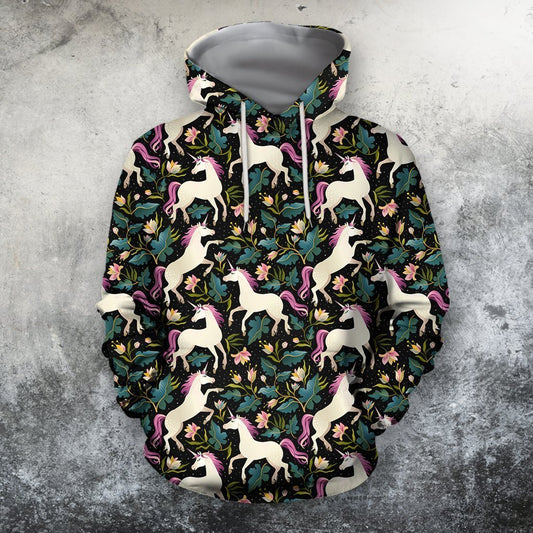 3D All Over Unicorn And Flower Hoodie-Apparel-Phaethon-Hoodie-S-Vibe Cosy™