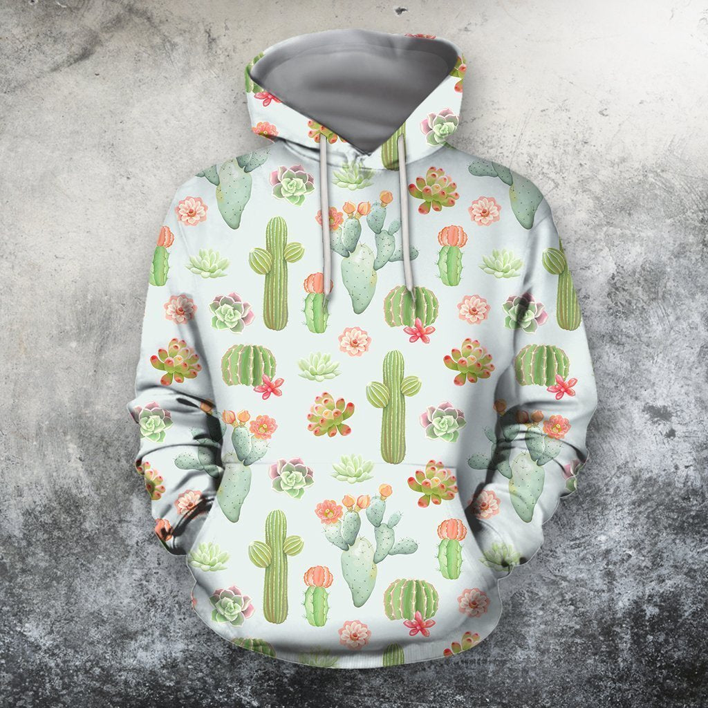 3D All Over Printing Flower And Cactus Hoodie-Apparel-NTH-Hoodie-S-Vibe Cosy™