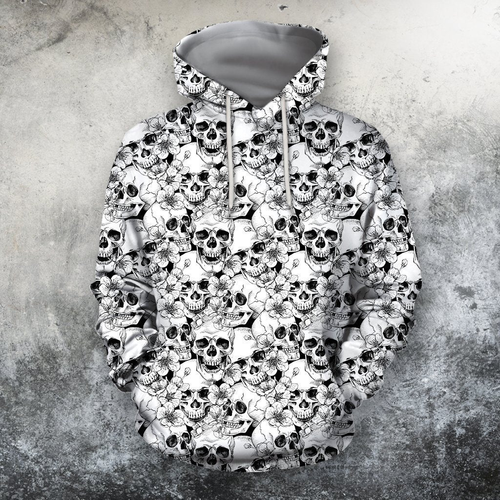 3D All Over Print Skullcap And Sakura Shirts-Apparel-Phaethon-Hoodie-S-Vibe Cosy™