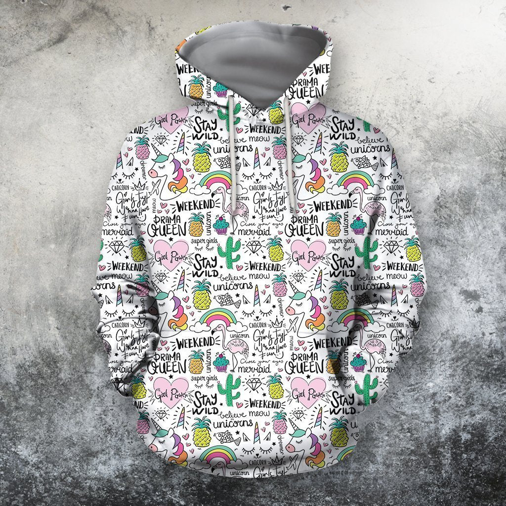 3D All Over Unicorn And Prama Queen Hoodie-Apparel-Phaethon-Hoodie-S-Vibe Cosy™