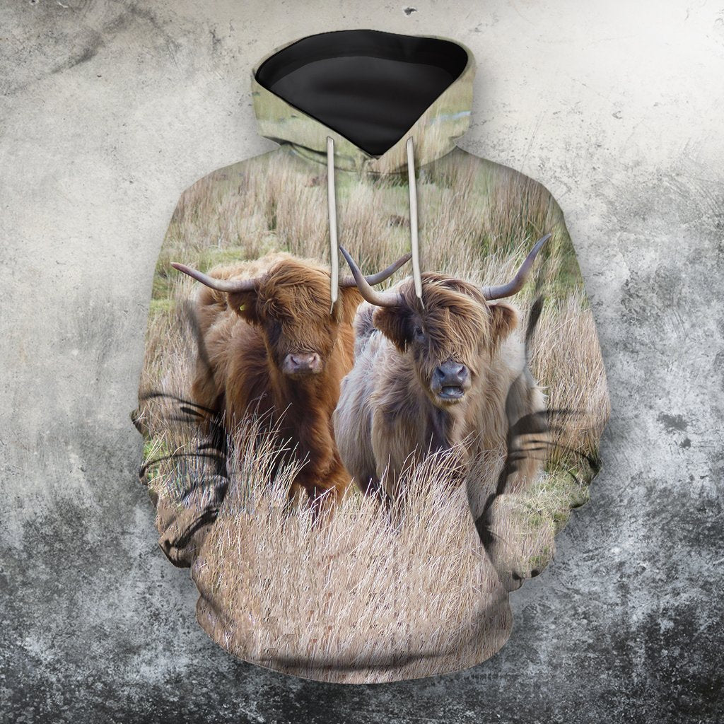 All Over Printed Highland Cattle Beautiful And Shorts-Apparel-Phaethon-Hoodie-S-Vibe Cosy™