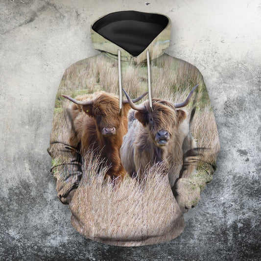 All Over Printed Highland Cattle Beautiful And Shorts-Apparel-Phaethon-Hoodie-S-Vibe Cosy™