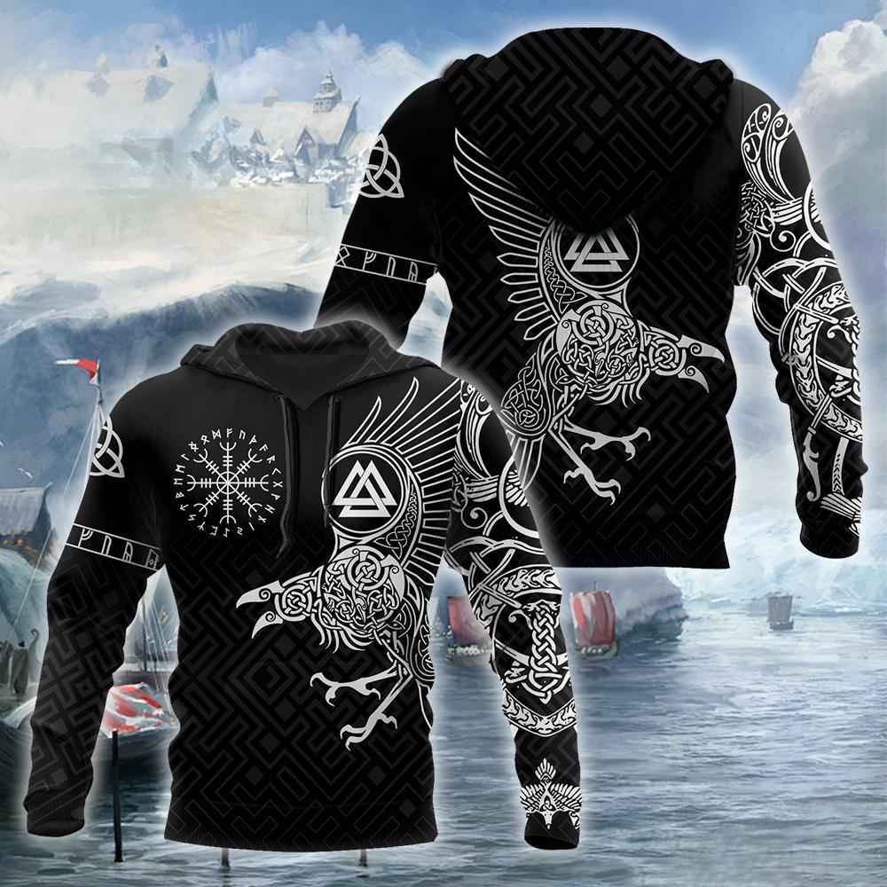 Vikings - The Raven of Odin Tattoo Special Hoodie-Apparel-HP Arts-Hoodie-S-Vibe Cosy™