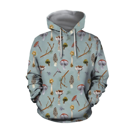 All Over Print Blue Edible Mushroom-Apparel-NTH-Hoodie-S-Vibe Cosy™