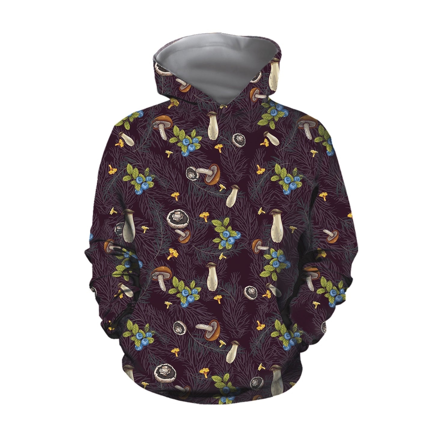 3D All Over Print Mushrooms and Blueberry Shirt-Apparel-NTH-Hoodie-S-Vibe Cosy™