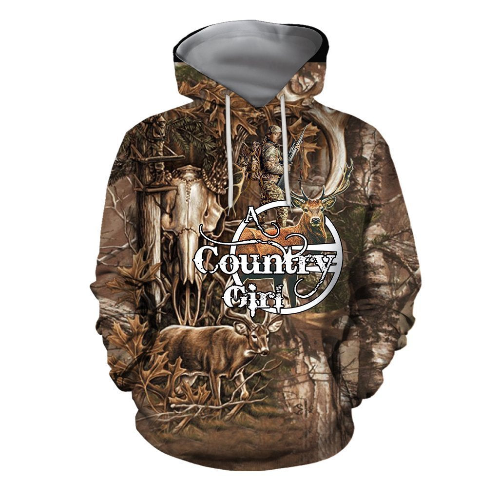 3D All Over Printed Country Girl Bowhunting Deer Art Shirts and Shorts-Apparel-HP Arts-Hoodie-S-Vibe Cosy™