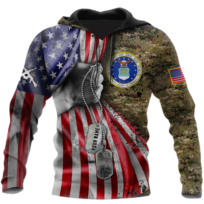 US Air Force tag Custom name 3D shirts for men and women