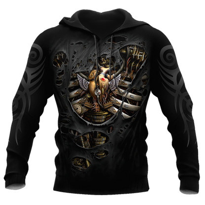 Steampunk Mechanic Skull All Over Printed Hoodie For Men and Women Pi21102002