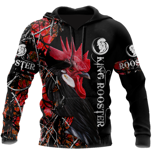 King Rooster 3D All Over Printed Unisex Hoodie ML