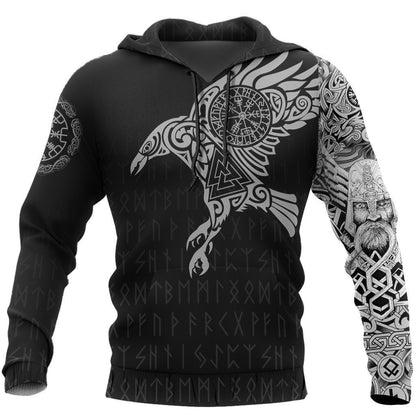 Vikings - The Raven of Odin Tattoo version 2.0-Apparel-HP Arts-Hoodie-S-Vibe Cosy™