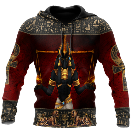 Anubis Ancient Egyptian 3D All Over Printed Shirts For Men And Women JJ26062004-Apparel-MP-Hoodie-S-Vibe Cosy™