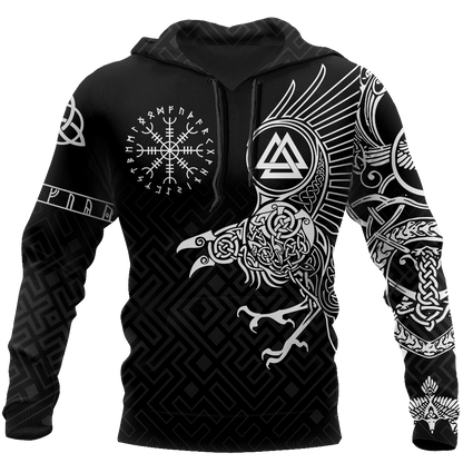 Vikings - The Raven of Odin Tattoo Special Hoodie-Apparel-HP Arts-Hoodie-S-Vibe Cosy™