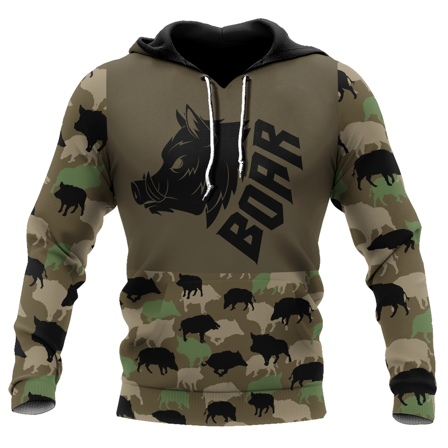 Boar Hunting Dark Green Camo 3D All Over Print  Hoodie
