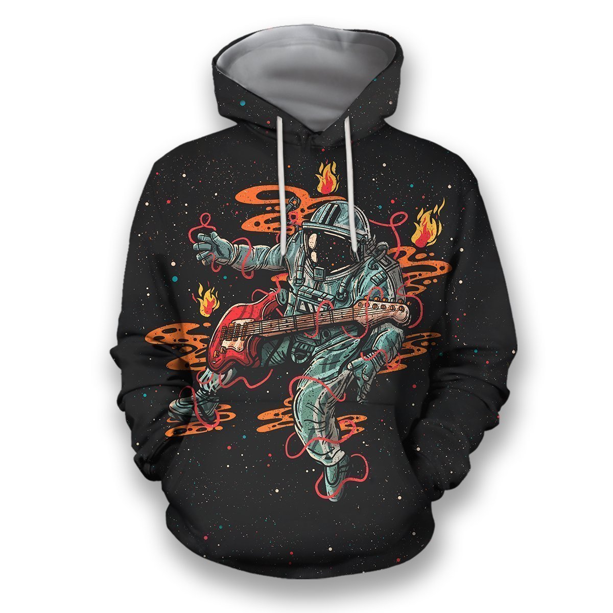 3D all over print astronaut plays guitar-Apparel-HbArts-Hoodies-S-Vibe Cosy™