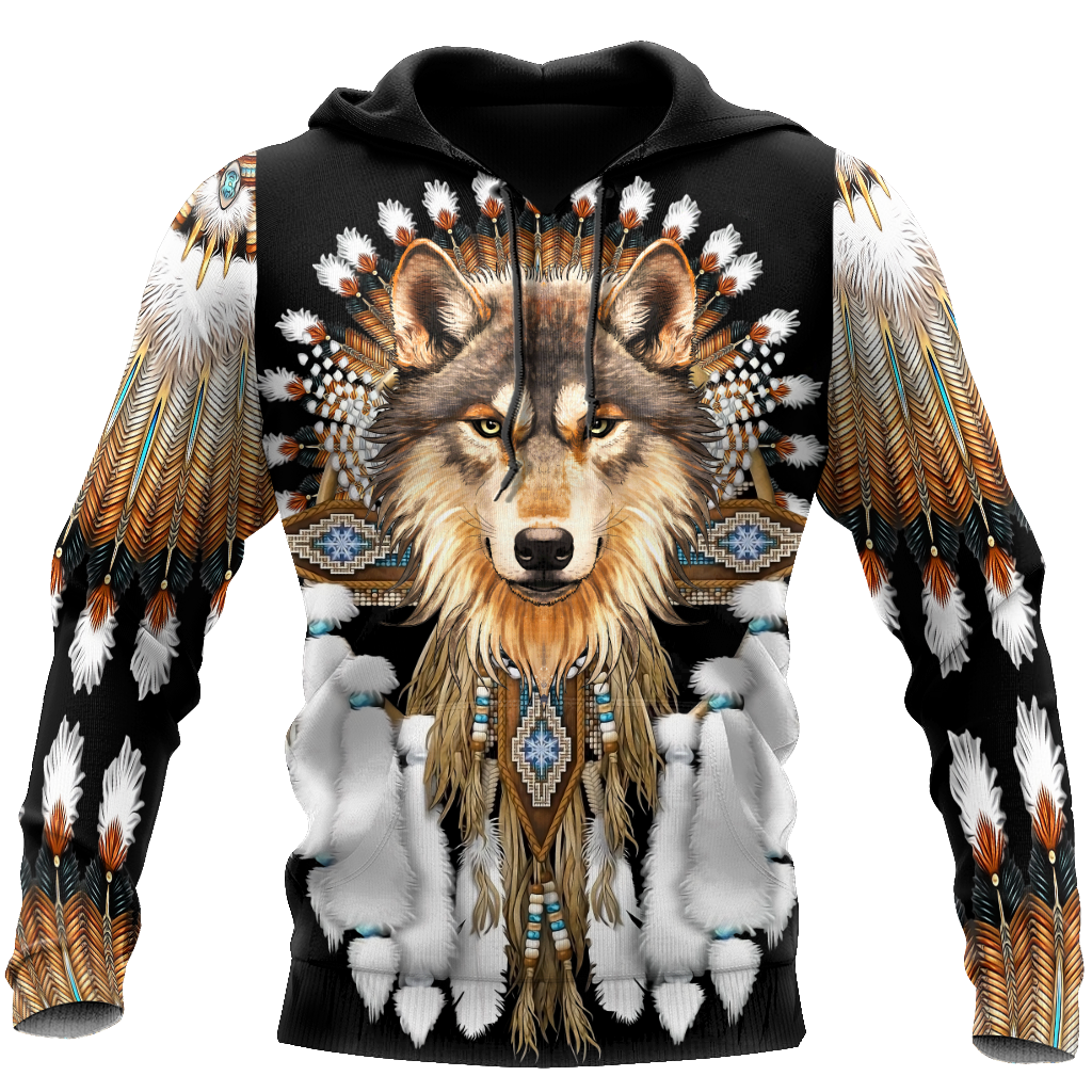 Native American Wolf 3D All Over Printed Shirts MP18052001-Apparel-MP-Hoodie-S-Vibe Cosy™