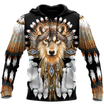 Native American Wolf 3D All Over Printed Shirts MP18052001-Apparel-MP-Hoodie-S-Vibe Cosy™
