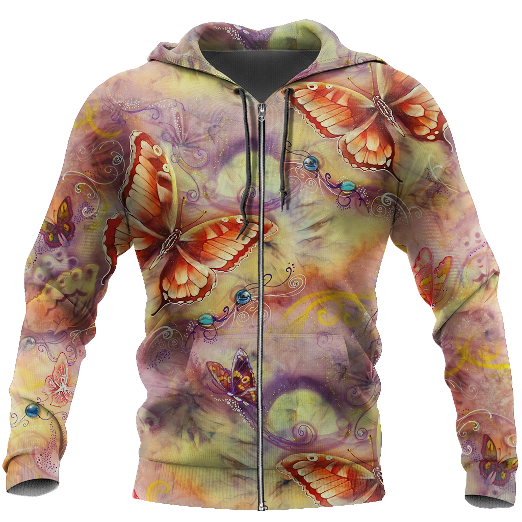 Butterfly Sweet Garden 3D Winter Clothes TR091101-Apparel-NNK-Zipped Hoodie-S-Vibe Cosy™