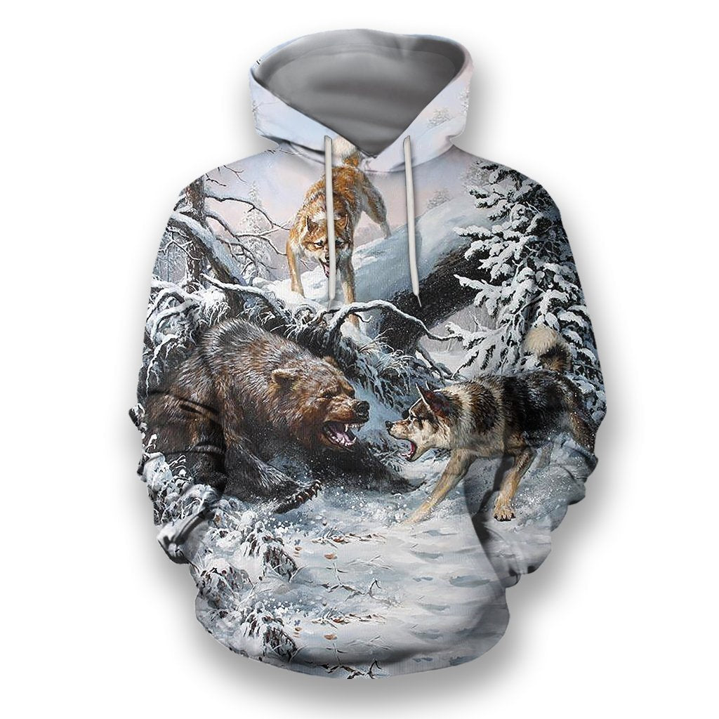 All Over Print Bear Hunting-Apparel-HbArts-Hoodie-S-Vibe Cosy™