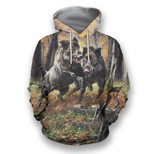 All Over Print Hunting Boar-Apparel-HbArts-Hoodie-S-Vibe Cosy™