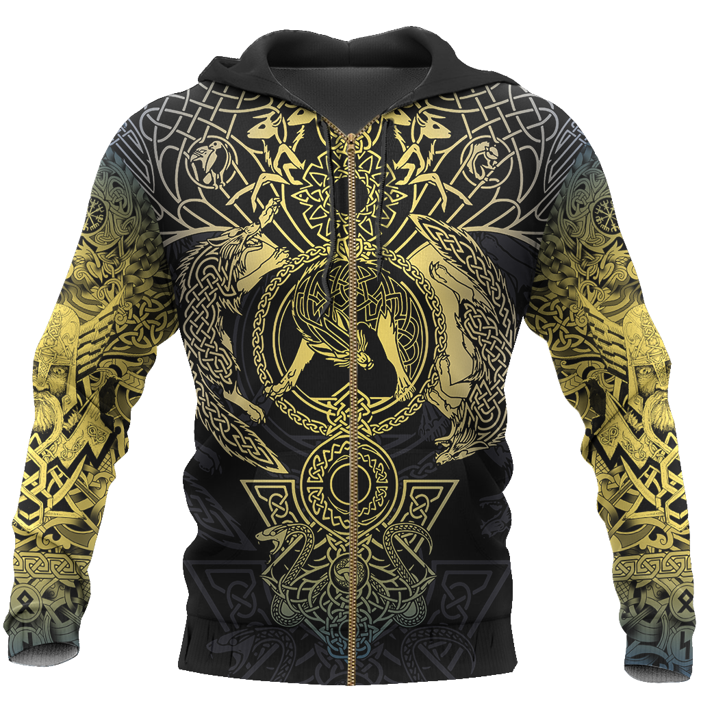 Viking Tattoo All-Over Print version 5.0-Apparel-HP Arts-Zipped Hoodie-S-Vibe Cosy™