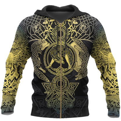 Viking Tattoo All-Over Print version 5.0-Apparel-HP Arts-Zipped Hoodie-S-Vibe Cosy™