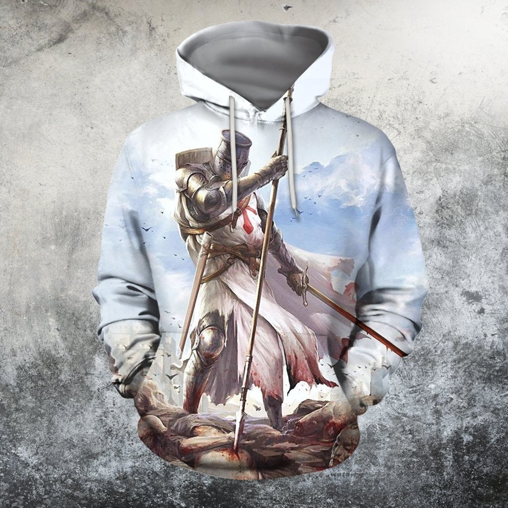 3D All Over Printed Knights Templar T-shirt Hoodie-HP Arts-Hoodie-XS-Vibe Cosy™