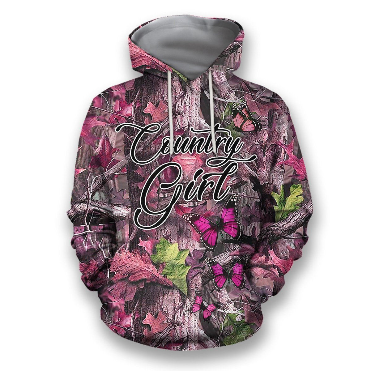 All Over Printed Camo Butterflies Hoodie-Apparel-HbArts-Hoodies-S-Vibe Cosy™