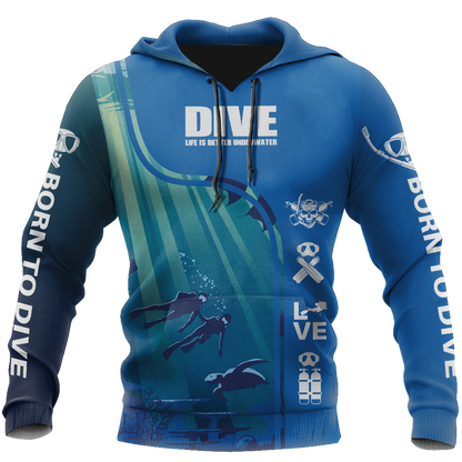 Scuba Diving 3D All Over Printed-ALL OVER PRINT HOODIES-HP Arts-Hoodie-S-Vibe Cosy™