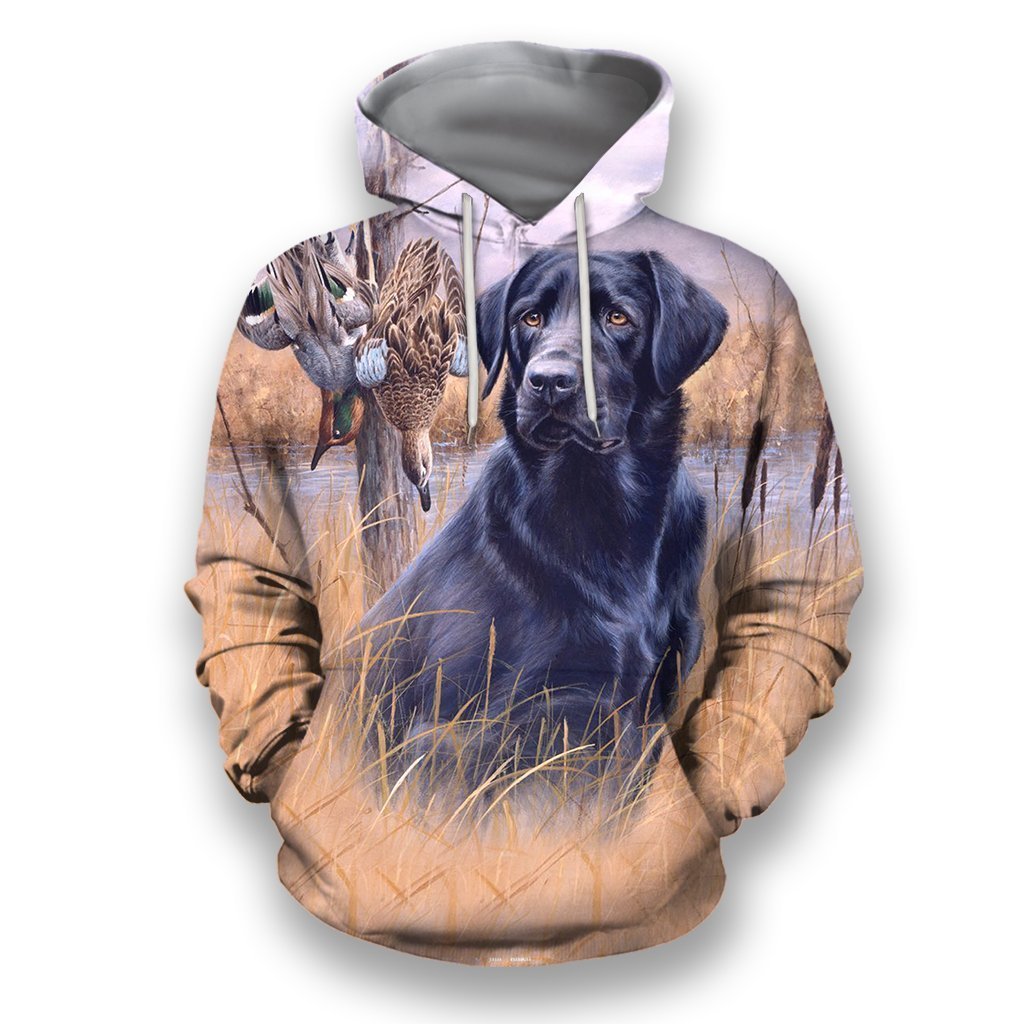 All Over Printed Black Golden Retriever-Apparel-HbArts-Hoodie-S-Vibe Cosy™