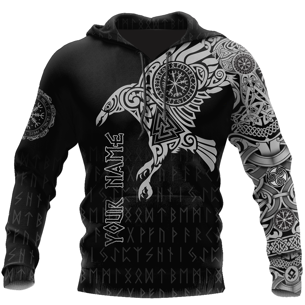 Vikings - The Raven of Odin Tattoo Custom Name-Apparel-HP Arts-Hoodie-S-Vibe Cosy™