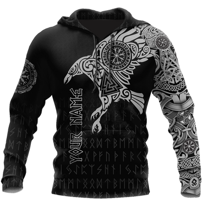 Vikings - The Raven of Odin Tattoo Custom Name-Apparel-HP Arts-Hoodie-S-Vibe Cosy™