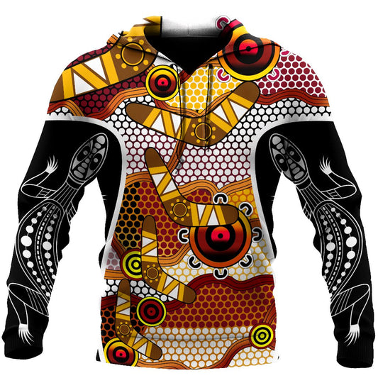 Aboriginal Lizard Dot Painting Boomerang Patterns Shirt For Men And Women