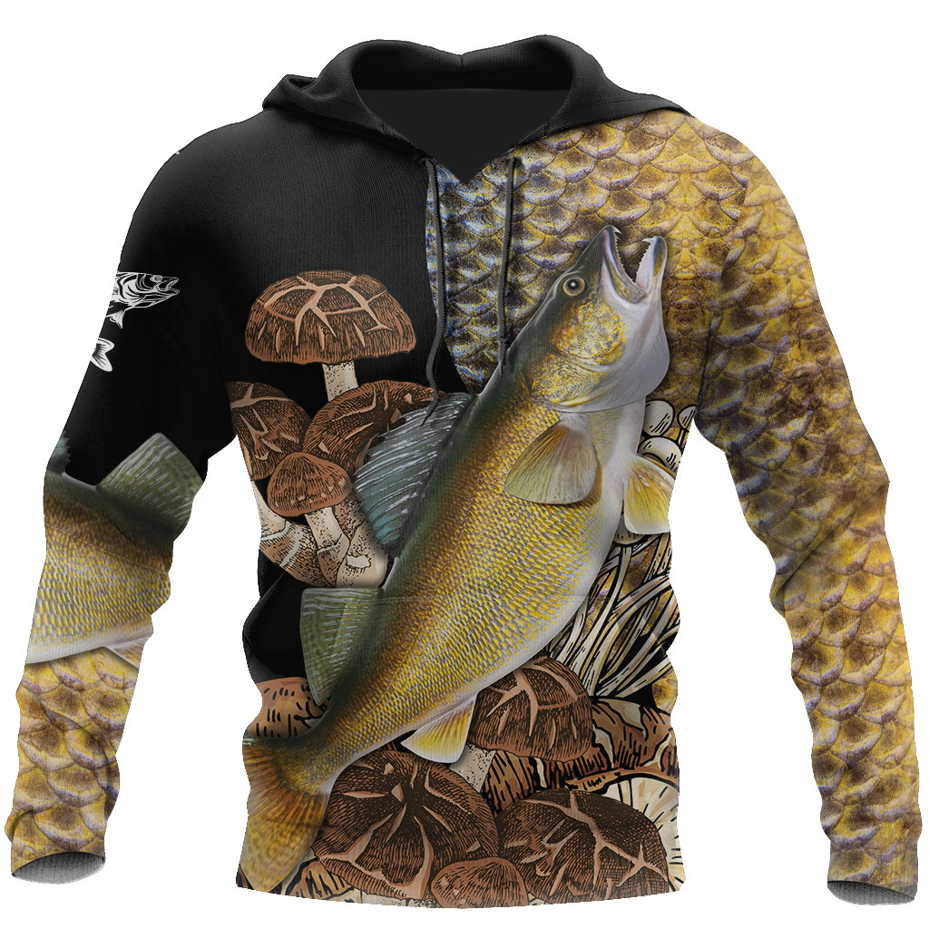 Walleye Fishing on skin mushrooms 3D all over printing shirts for men and women TR200201 - Amaze Style™-Apparel