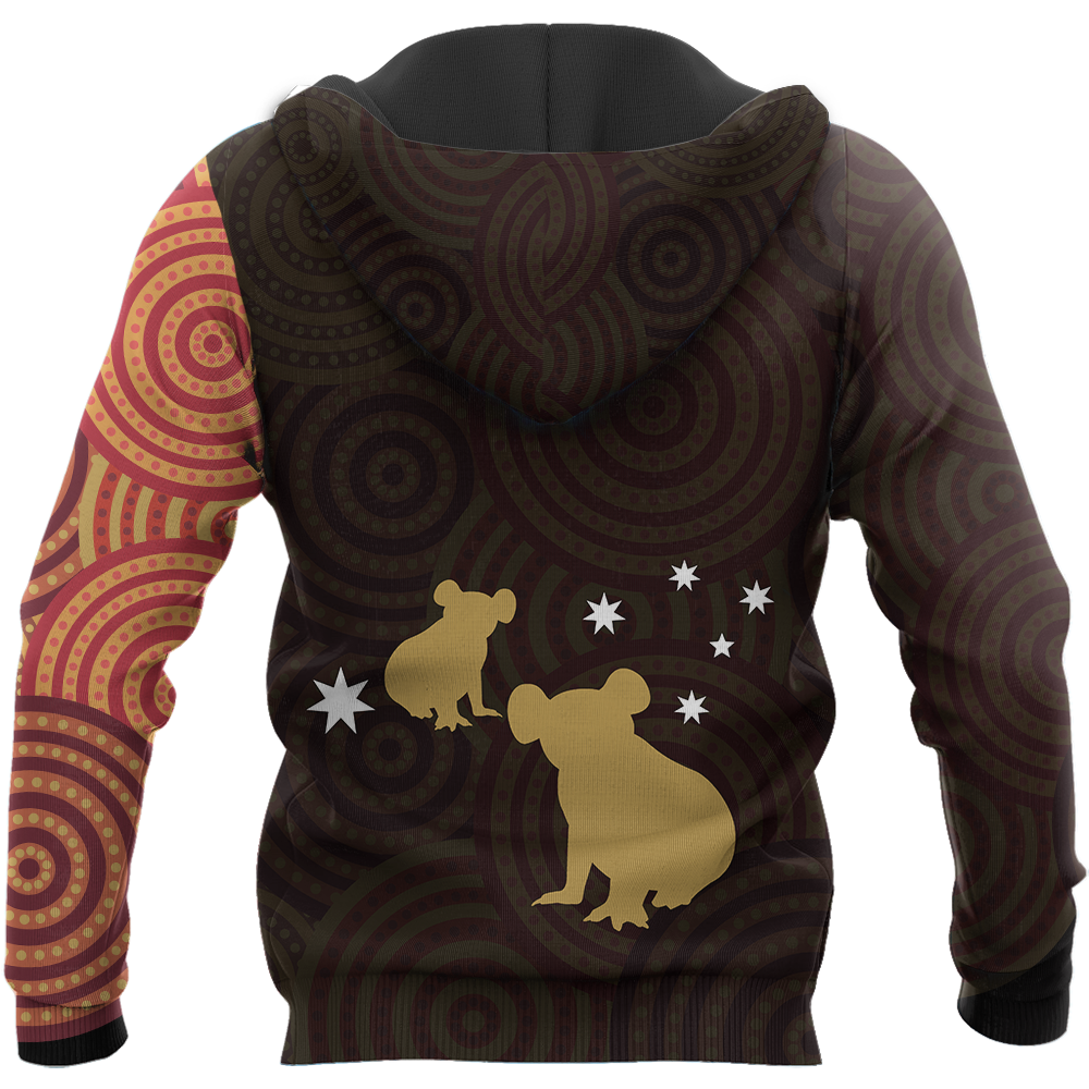 Australia In My Heart Aboriginal Tattoo Koala Hoodie Yellow AZ200201-Apparel-PL8386-Hoodie-S-Vibe Cosy™