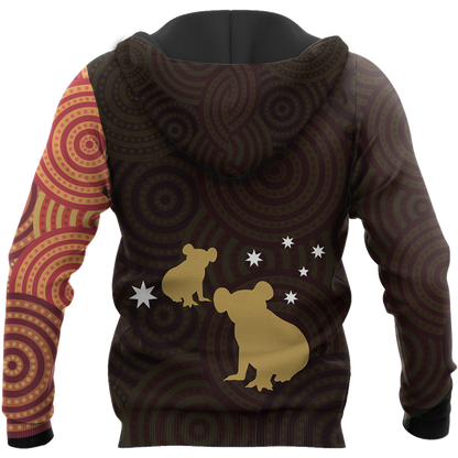 Australia In My Heart Aboriginal Tattoo Koala Hoodie Yellow AZ200201-Apparel-PL8386-Hoodie-S-Vibe Cosy™