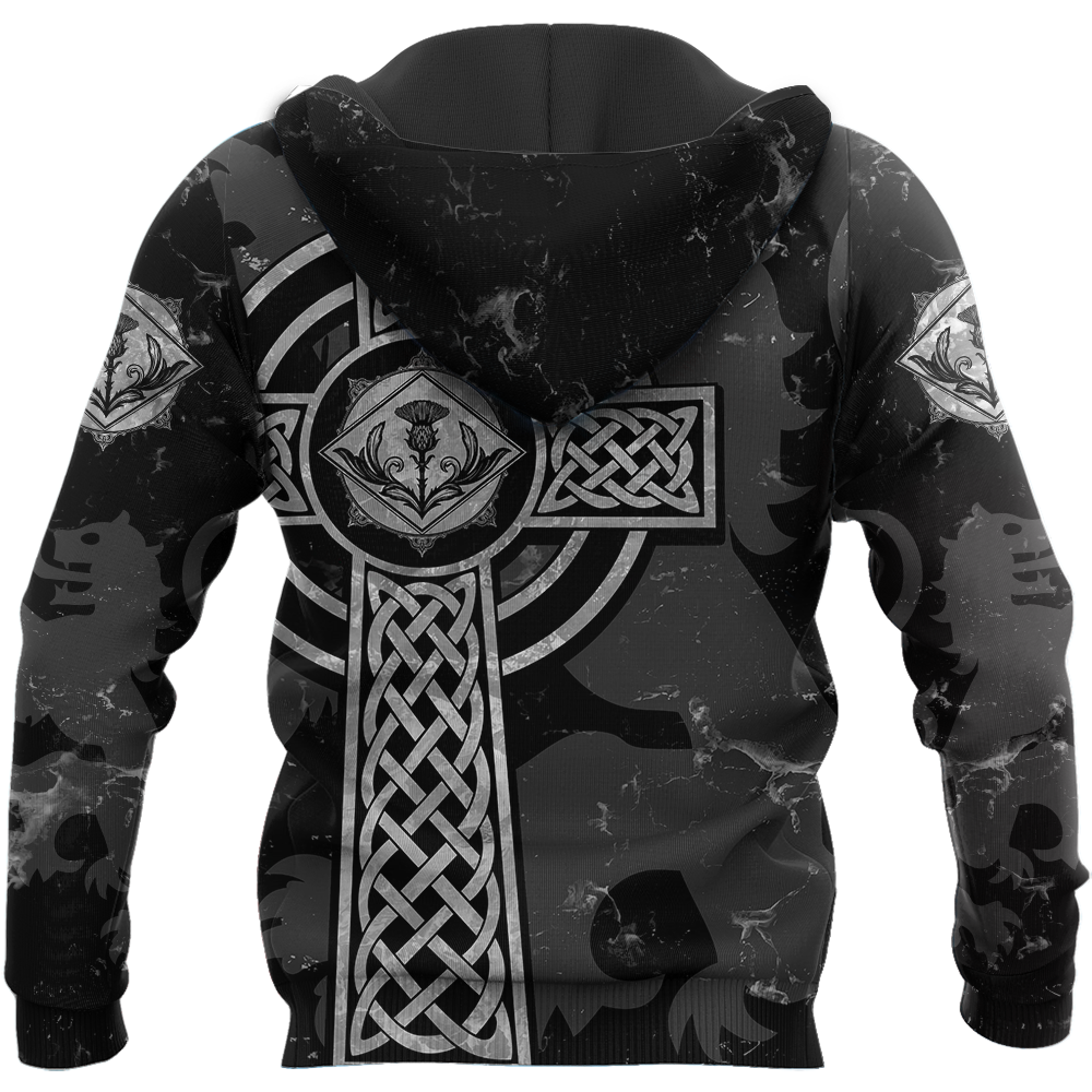 Scottish Thristle Celtic Cross grey-Apparel-PL8386-Hoodie-S-Vibe Cosy™