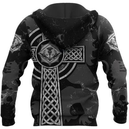 Scottish Thristle Celtic Cross grey-Apparel-PL8386-Hoodie-S-Vibe Cosy™
