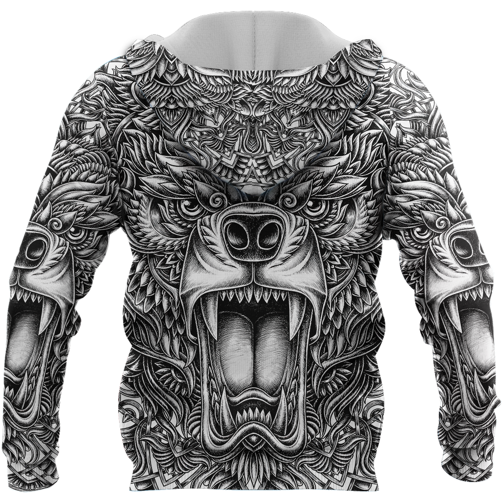 BEAR TATTOO 3D ALL OVER PRINTED SHIRTS FOR MEN AND WOMEN AZ071201 PL-Apparel-PL8386-Hoodie-S-Vibe Cosy™