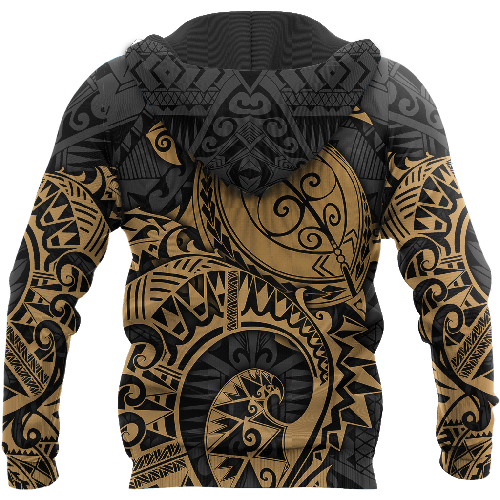 Samoa Polynesian Hoodie Gold Turtle Flowing 3d all over printed shirt and short for man and women AZ130201 PL-Apparel-PL8386-Hoodie-S-Vibe Cosy™