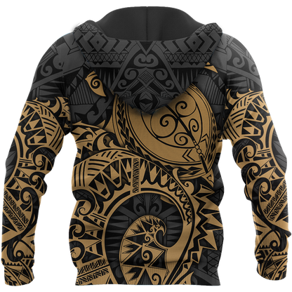 Samoa Polynesian Hoodie Gold Turtle Flowing 3d all over printed shirt and short for man and women AZ130201 PL-Apparel-PL8386-Hoodie-S-Vibe Cosy™
