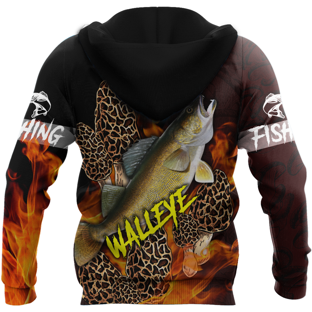 Walleye Fishing with morels mushrooms 3D all over printing shirts for men and women TR250201 - Amaze Style™-Apparel