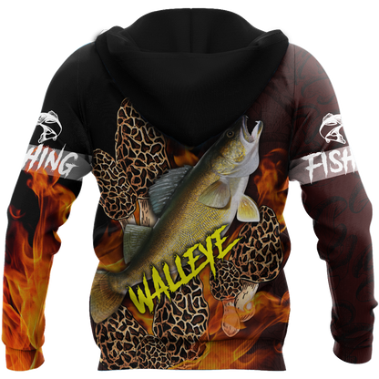 Walleye Fishing with morels mushrooms 3D all over printing shirts for men and women TR250201 - Amaze Style™-Apparel